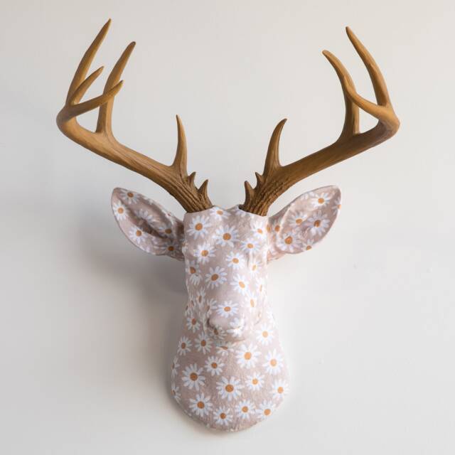 Faux Taxidermy Deer Head Fabric Wall Mount - Decor Daisies Fad3300 - image 1
