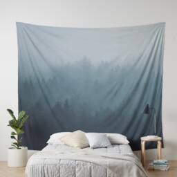 Misty Pine Forest Wall Tapestry, Forest Tapestry, Nature Tapestry, Nature Hanging - thumbnail 2