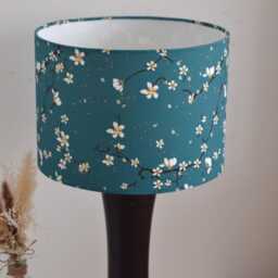 Blue & White Cherry Blossom Cotton Fabric Lampshade, Blue Floral Print Table Lamp, Pendant Light, Flower Light - thumbnail 2