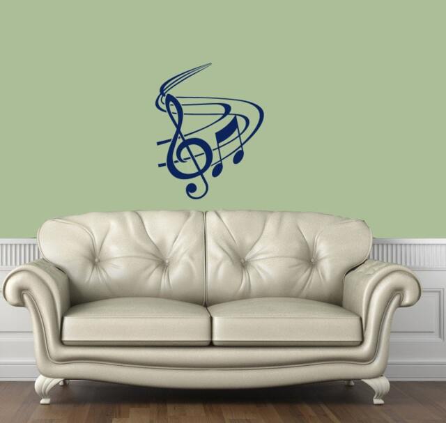 Wall Decals Music Note Scale Treble Clef Vinyl Decal Sticker Home Design Mural Kids Nursery Baby Room Decor V175 - image 1
