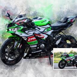 Motorbike Watercolor Portrait, Custom Bike Illustration, Biker Gift - thumbnail 2