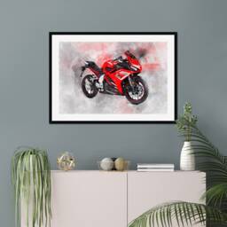 Motorbike Watercolor Portrait, Custom Bike Illustration, Biker Gift - thumbnail 3