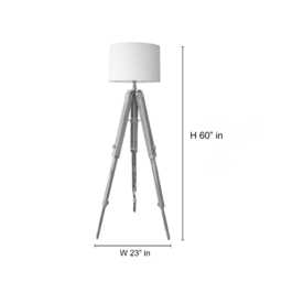Floor Tripod Lamp Wooden Standing With White Fabric Shade Modern Scandinavian Light For Living Room Bedroom Corner Decor - thumbnail 4
