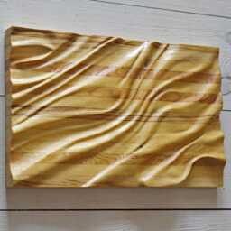 Reclaimed Wood Wall Art Eco Pallet Waves, Modern Sculpture - 15.7x10 In - thumbnail 2
