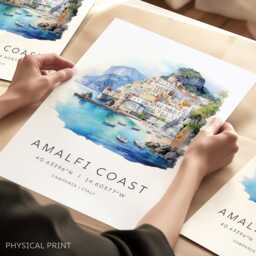 Amalfi Coast Art Print, Italy Travel Poster, Italian Coast, Riviera, Gift, Housewarming, Inspo - thumbnail 1
