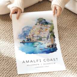Amalfi Coast Art Print, Italy Travel Poster, Italian Coast, Riviera, Gift, Housewarming, Inspo - thumbnail 2