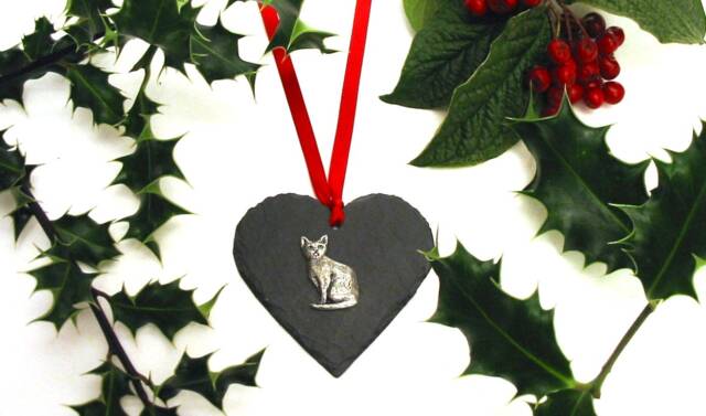 Cat Design Slate Heart - Christmas Decoration 2026 Memorial Gift Lover Decor - image 1