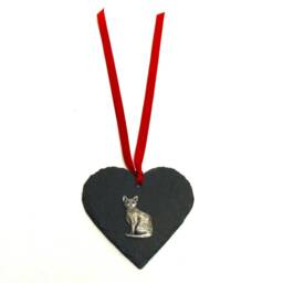 Cat Design Slate Heart - Christmas Decoration 2026 Memorial Gift Lover Decor - thumbnail 2