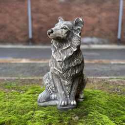 Concrete Collie Dog Statue Realistic Scottish Sculpture Outdoor Garden Cement Decor Pet Memorial Figurine Lawn Ornament Lover Gift - thumbnail 3