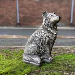 Concrete Collie Dog Statue Realistic Scottish Sculpture Outdoor Garden Cement Decor Pet Memorial Figurine Lawn Ornament Lover Gift - thumbnail 2