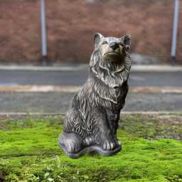 Concrete Collie Dog Statue Realistic Scottish Sculpture Outdoor Garden Cement Decor Pet Memorial Figurine Lawn Ornament Lover Gift - thumbnail 4