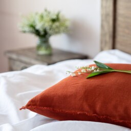 Natural Linen Pillowcases With Fringe. Bed Pillow Cover Fringes. Throw Frayed Edge For Rustic Home Decor - thumbnail 4