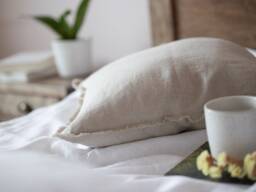 Natural Linen Pillowcases With Fringe. Bed Pillow Cover Fringes. Throw Frayed Edge For Rustic Home Decor - thumbnail 1