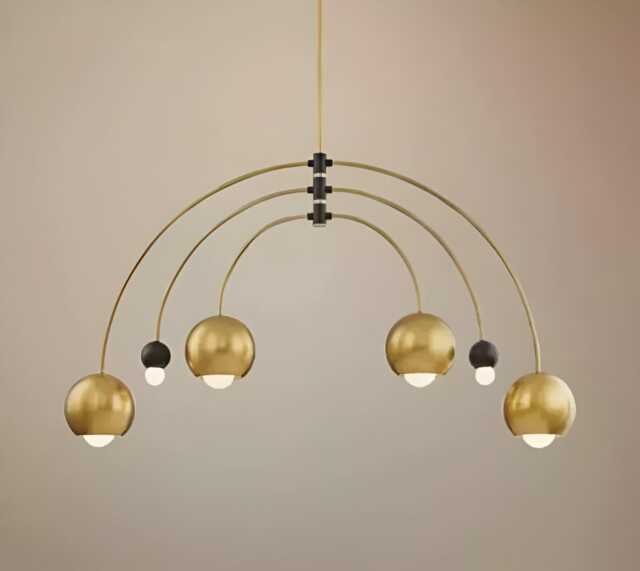 Authentic Mid-Century Modern Brass Sputnik Globe Chandelier - Vintage-Inspired Atomic Pendant Light - image 1