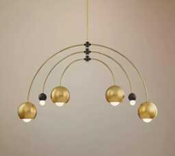 Authentic Mid-Century Modern Brass Sputnik Globe Chandelier - Vintage-Inspired Atomic Pendant Light - thumbnail 1