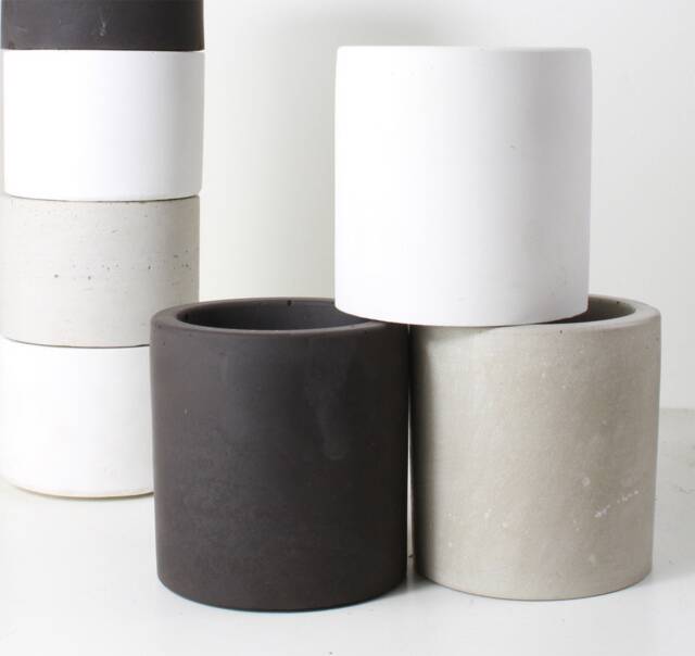 Concrete Pen Holder, Black, White Or Grey, Toothbrush Cup, For Brushes, Pretty Gift, Nice Round Storage, 8 cm High - image 1