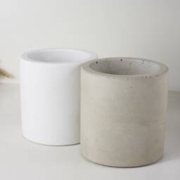 Concrete Pen Holder, Black, White Or Grey, Toothbrush Cup, For Brushes, Pretty Gift, Nice Round Storage, 8 cm High - thumbnail 2