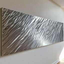Modern Abstract Metal Wall Art, Silver, Flow By R Toomer Art - thumbnail 2