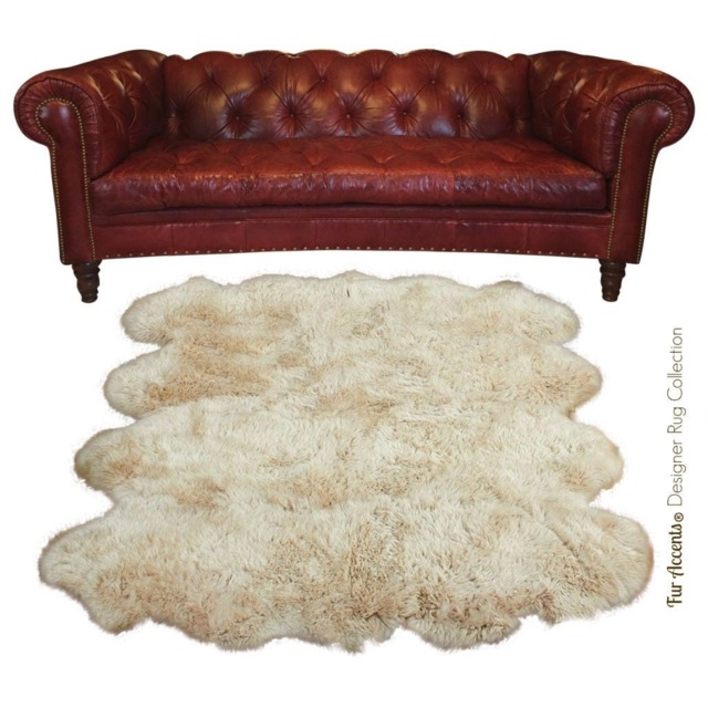 Handmade Faux Fox Fur Area Rug - Shaggy Quatro Sheepskin Shape - image 1