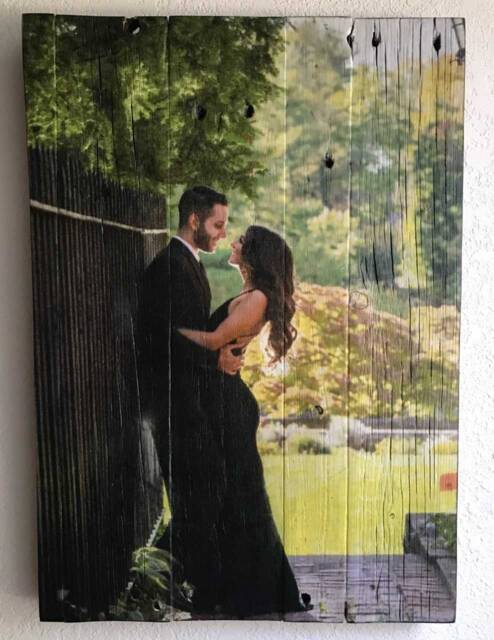 Wedding & Engagement Picture On Wood - Custom Photo Reclaimed Unique Rustic Distressed Portraits - image 1