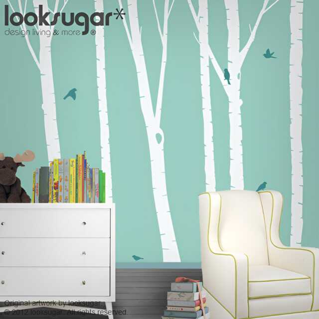 Birch Tree Wall Decal - Nursery Sticker Forest Nature Themed D??cor -Removable Mural Inspired Lswd-0051 - image 1