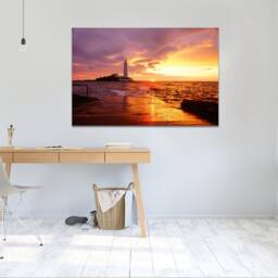 st. Mary's Lighthouse During Sunset, England , Wall Hangings, Wall Art, Canvas Print Art Framed - thumbnail 3