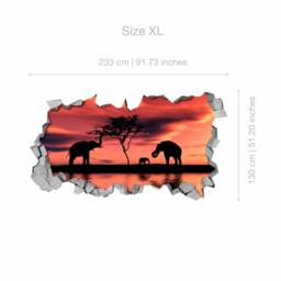Savannah, Broken Wall Decal, 3D Wallpaper, Wall Decals, Art, Stickers, Decals, Gift - Sku Afr3Dw - thumbnail 4