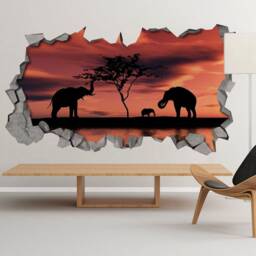 Savannah, Broken Wall Decal, 3D Wallpaper, Wall Decals, Art, Stickers, Decals, Gift - Sku Afr3Dw - thumbnail 3
