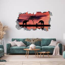 Savannah, Broken Wall Decal, 3D Wallpaper, Wall Decals, Art, Stickers, Decals, Gift - Sku Afr3Dw