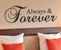 Always & Forever Love Bedroom Family Marriage Vinyl Large Wall Decal Lettering Decoration Quote Decor Saying Sticker Art Mural L29 - thumbnail 1