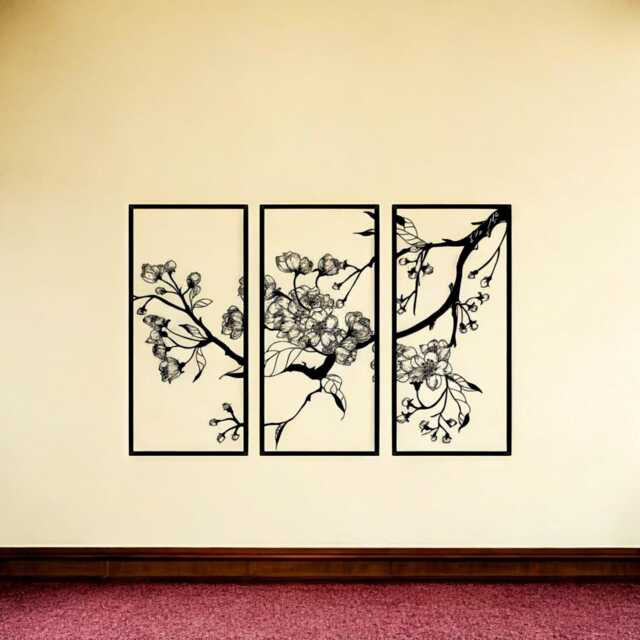Framed Floral Metal Wall Art, Modern Home Decor, Contemporary Hanging For Office, Living Room Or Bedroom, New Gift - image 1