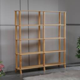 Solid Pine Wood Bookcase Modern Open Shelf Tv Unit - thumbnail 3