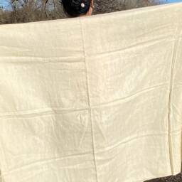 Handmade Ivory Yak Wool Blend Blanket Oversized Meditation Shawl - thumbnail 3