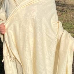 Handmade Ivory Yak Wool Blend Blanket Oversized Meditation Shawl - thumbnail 2