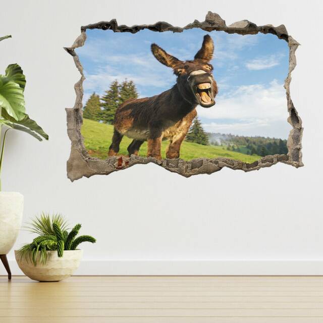 Funny Donkey At Sunset 3D Smashed View Wall Sticker Poster Decal A912 - image 1