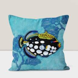 Coastal Fish Pillow Cover, Marine Beach Decor, Sea Theme Cushion Case, Summer Holiday Beachfront - thumbnail 3