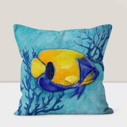 Coastal Fish Pillow Cover, Marine Beach Decor, Sea Theme Cushion Case, Summer Holiday Beachfront - thumbnail 2