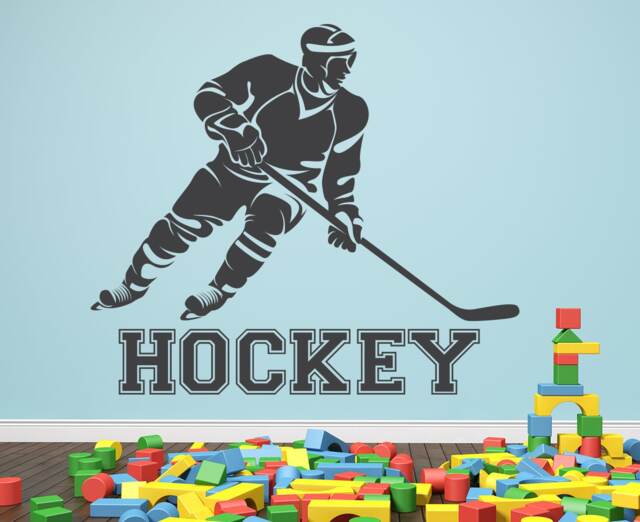 Hockey Player Wall Decal - Sport Kids Bedroom Gym Boy Room Home Decor Ice Vinyl Art Sticker - image 1