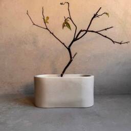 Oval Concrete Planter, Decorative Cement Pot, Trinket Trough, Minimalist Tray, Coffee Table Display, Desk Container, Bathroom Storage
