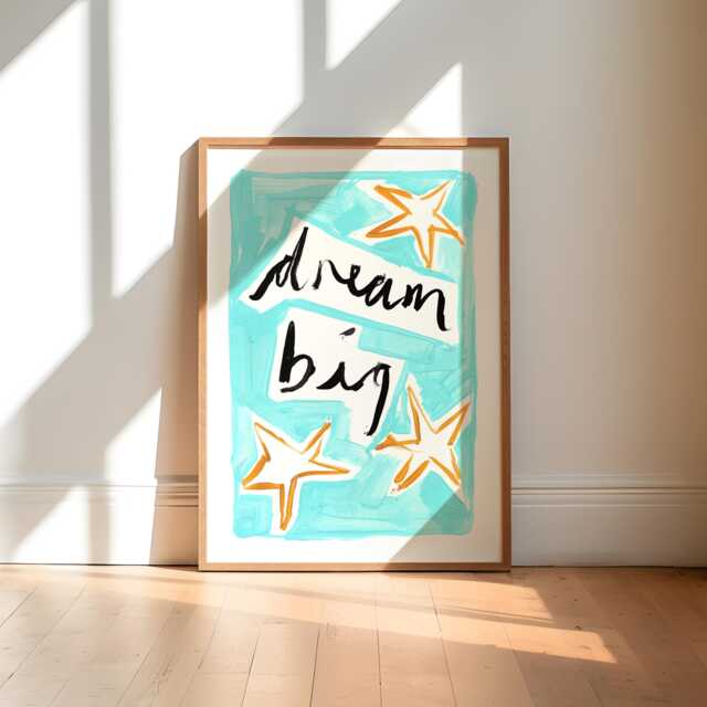 Dream Big Kids Bedroom Art Print, Blue Star Gallery Wall - image 1