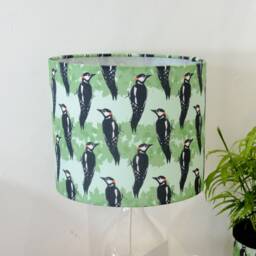 Handmade Woodpecker Print Lampshade - Bird Table Lamp, Children's Lighting - thumbnail 2