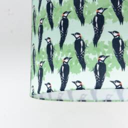 Handmade Woodpecker Print Lampshade - Bird Table Lamp, Children's Lighting - thumbnail 3