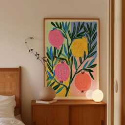 Pomegranate Botanical Poster, Fruit Print, Colourful Kitchen Wall Art - thumbnail 2