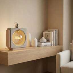 Square Concrete Lamp - Modern Design Table Lamp Made Of Concrete, Minimalist Living Room Lamp, Handmade, Industrial Style - thumbnail 2