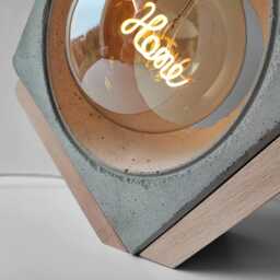 Square Concrete Lamp - Modern Design Table Lamp Made Of Concrete, Minimalist Living Room Lamp, Handmade, Industrial Style - thumbnail 4