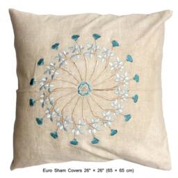 King, Queen & Twin Size Beige Decorative Duvet Cover Set, Linen Embroidery, Abstract Contemporary - Ferris Wheel - thumbnail 3