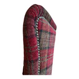 Queen Anne Wing Back Cottage Fireside Chair Lana Red Tartan Fabric - thumbnail 4
