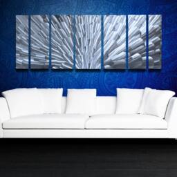 Large Metal Wall Art Sculpture Silver Abstract Bloom By Brian M Jones - thumbnail 1