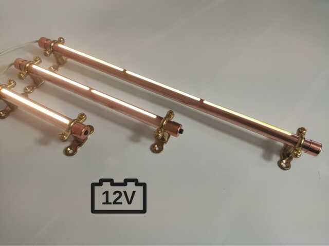 12V Continuous Beam Led Light. Copper Light With Brass Mounts. Custom Length 12-80cm/4-32In. For Campervans, Boats - image 1