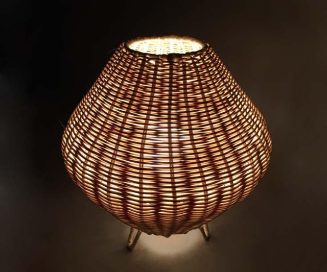 Handwoven Rattan Table Lamp, Bedroom Night Light - image 1